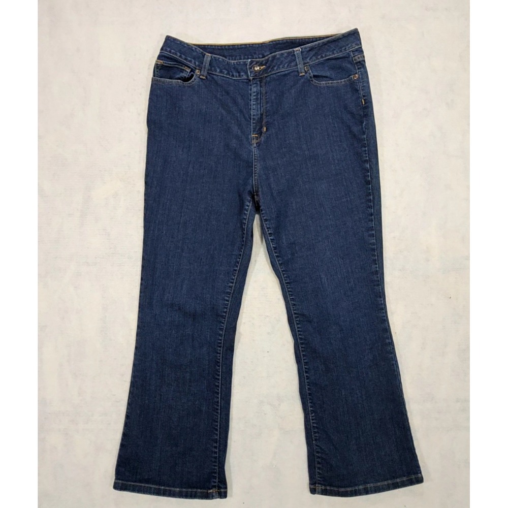 LL Bean Jeans Women‎ 18 Petites Classic Fit Relaxed Straight Leg Dark Wash Blue